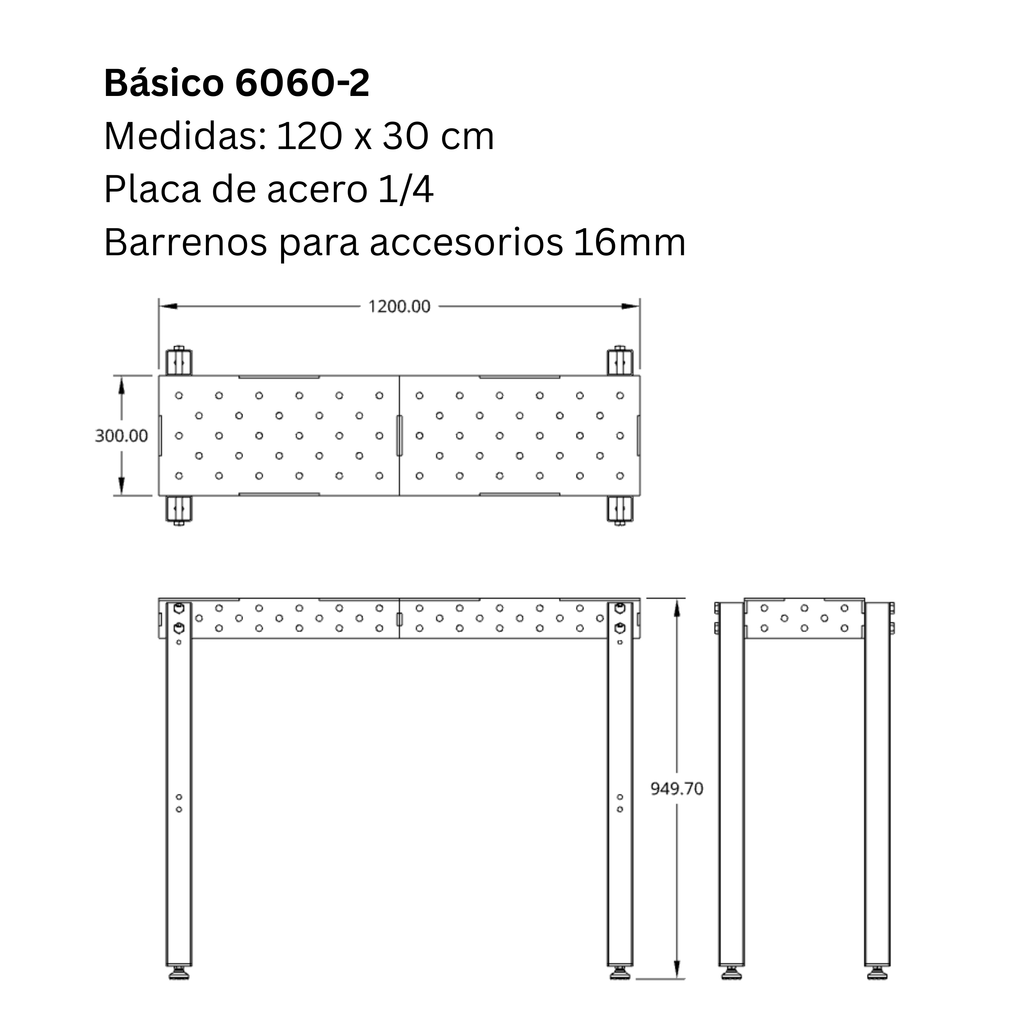 Mesa para soldar: 60cm x 60cm