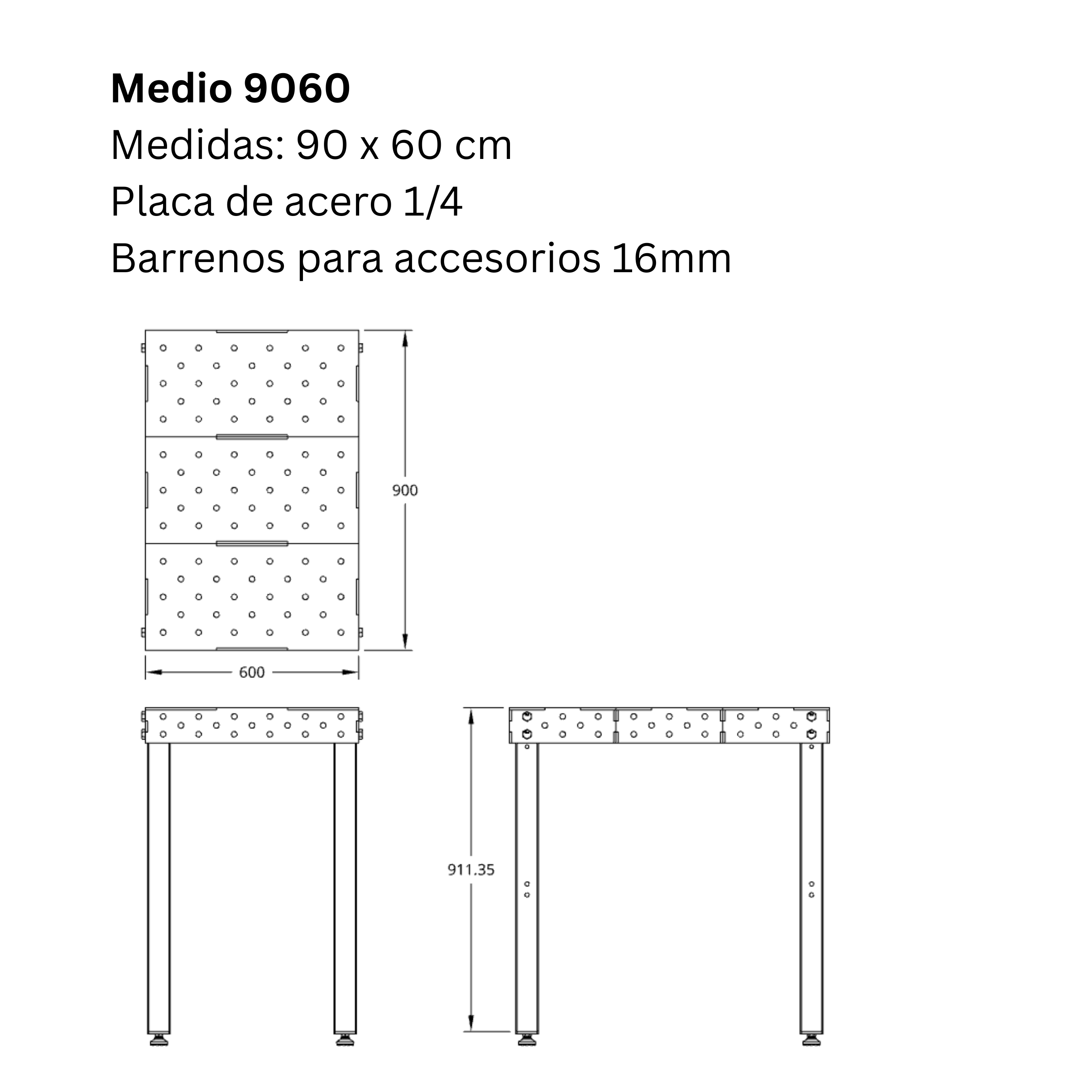 Mesa para soldar: 90cm x 60cm