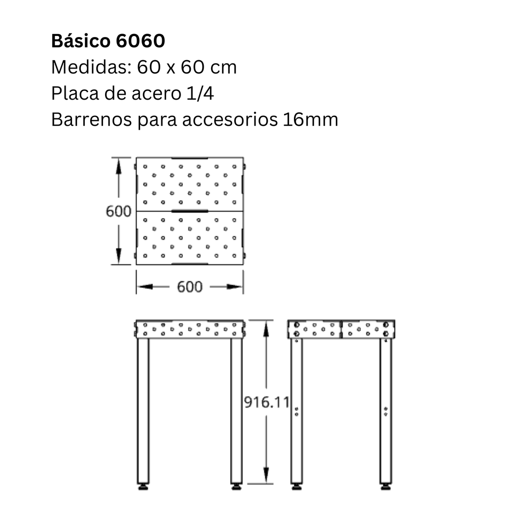 Mesa para soldar: 60cm x 60cm